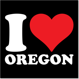 I Love Oregon | Retro Scenic Typography Design | Pacific Northwest Nature Art | Oregon Adventure Graphic | Bold Travel Statement for Hikers & Explorers Posters and Art